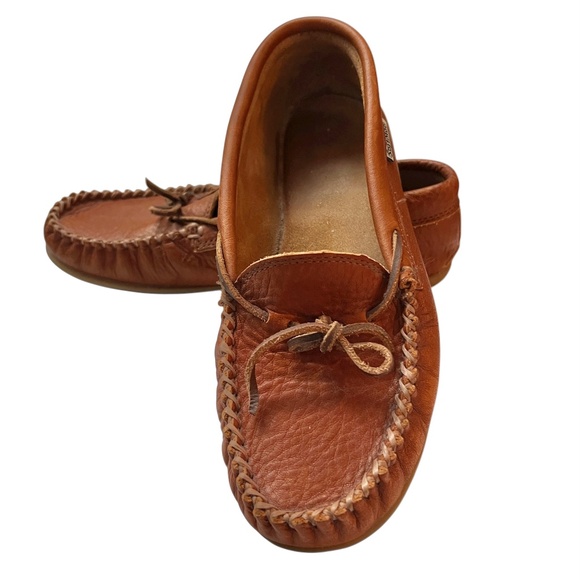 SoftMoc Shoes - SoftMoc Moccasin Shoes Size 9 Brown Tan Leather Cozy Laced Non Slip